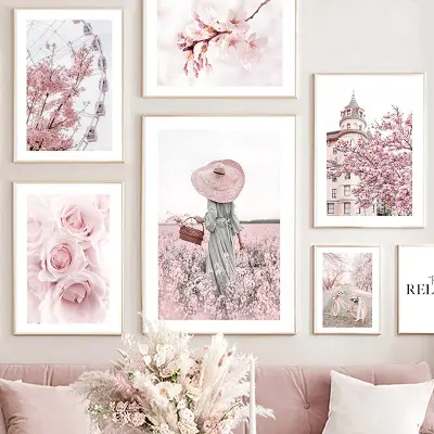 cuadros decorativos rosa para sala habitacion